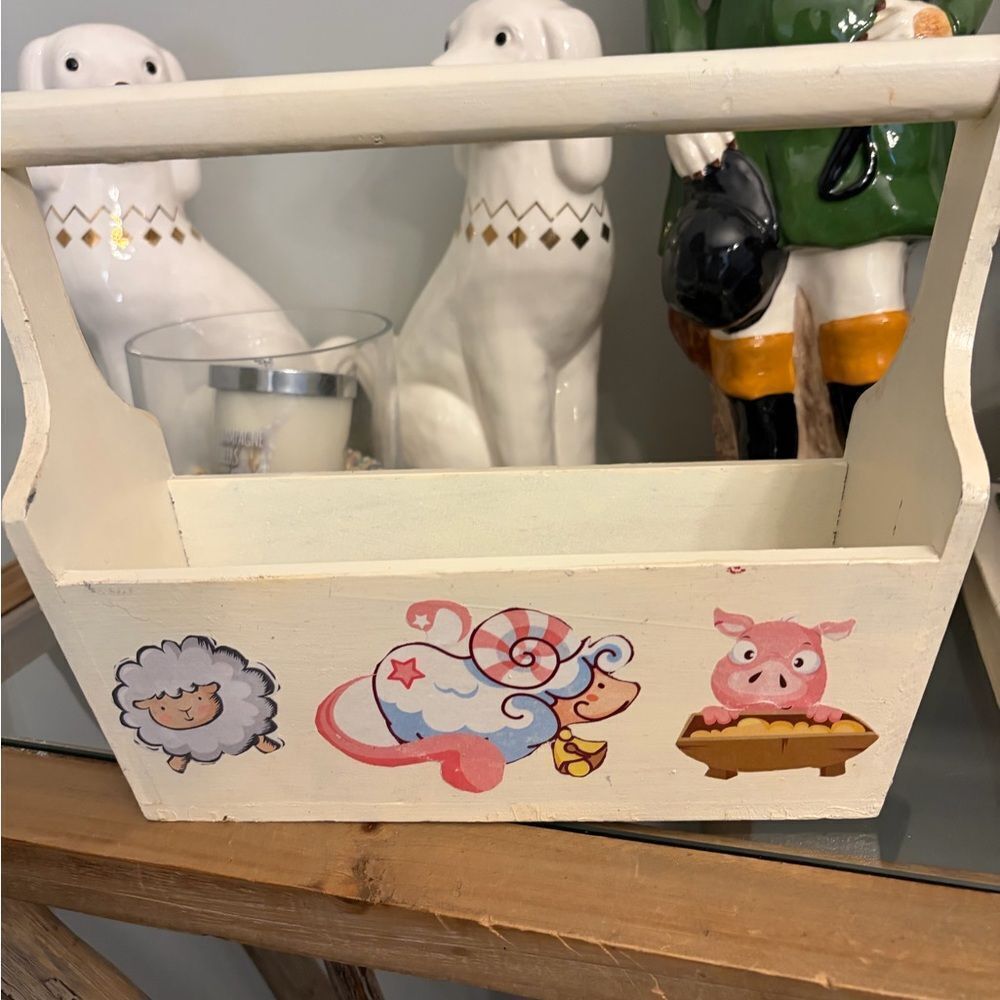 Vintage. Farm Animal Wooden Caddy